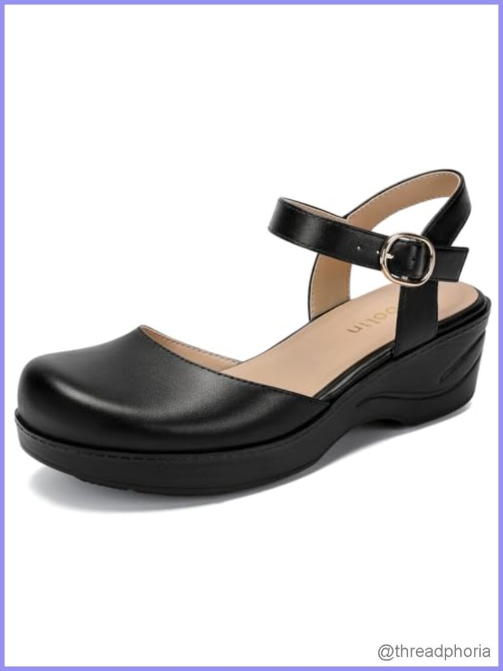 Closed Toe Mary Jane Sandals with Arch Support, Slip-Resistant, Low Heel